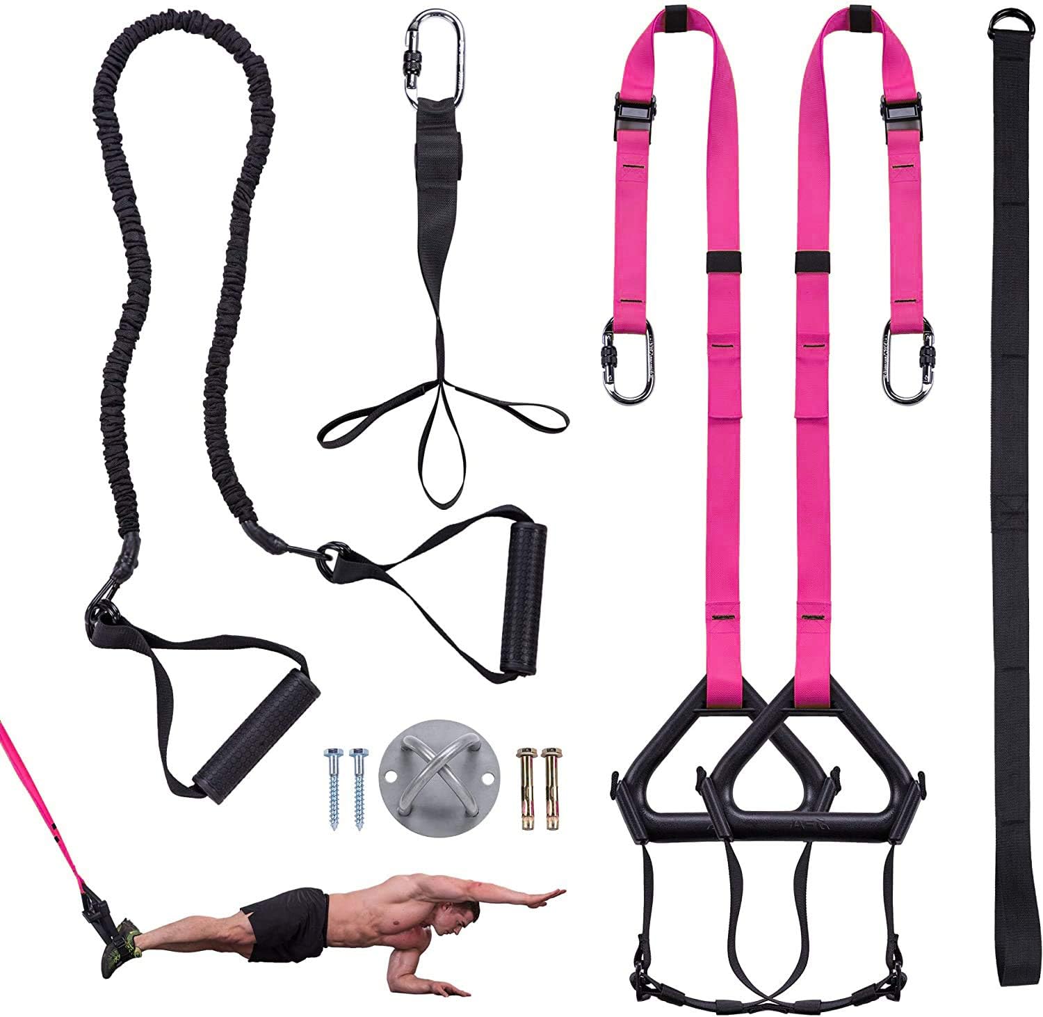 DNC Bodyweight Fitness Resistance Straps Training Kit, Straps Home Gym Exercise，Powerlifting Strength Training Kit, Workout Easy Setup Gym Home Outdoors