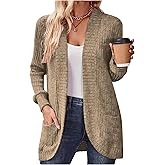 SHENHE Women's Lightweight Open Front Soft Cardigan with Pockets Casual Comfy Sweater Jacket