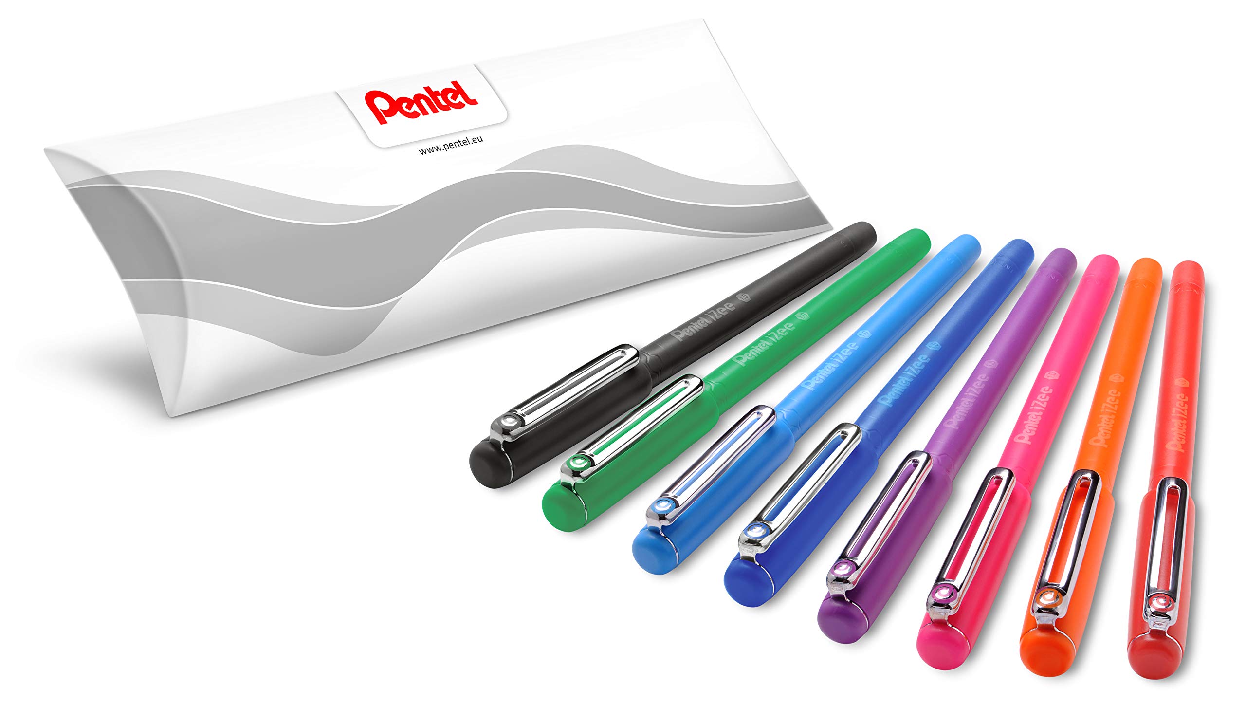 Pentel iZee BX460 Ballpoint Pen Set of 8 Assorted Colours/Casing Colour Equivalent to Writing Colour/Cap with Metal Clip/Stroke Width 0.5 mm/Ball Diameter 1.0 mm
