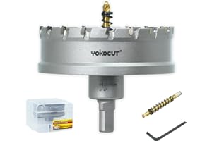 YOKOCUT 4 Inch Carbide Hole Saw, Hole Cutter Carbide Tipped with Pilot Drill Bit, TCT Hole Saws for Stainless Steel, Metal, Iron, Copper, Brass, Plastic, Wood