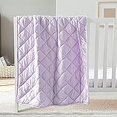 FLXXIE Down Alternative Toddler Comforter, Lightweight, Machine Washable and Warm Baby Crib Quilted Blanket for Stroller, Travel, 39x47 inches, Light Purple