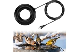 MEWTOGO 6.6ft Cord Bird Bath Heater for Outdoors in Winter - 70W Submersible Energy-Saving Chicken Coop Water Deicer with Thermostatic Control for Yard Patio to Keep Water Ice-Free