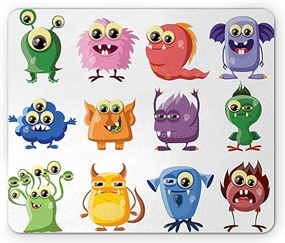 Alfombrilla De Raton Divertida Bacterias Animadas Extraterrestres Tema Germen Monstruos Caprichosos Dibujos Animados Humor Caras Grafico Mousepad Amazon Es Electronica