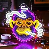 Cool Monkey Neon Sign, Smoking Monkey Led Sign for Wall Decor, Usb Powered Adjustable Brightness Anime Monkey Led Light for Bedroom Bar Pub Game Room Party Man Cave Decor, Unique Gift