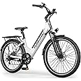 Funhang Electric Bike for Adults, 1000W Peak Ebike, 50Miles 21.7MPH Step Thru Electric Bicycle, 26" Commuter E Bikes with 48V Built-in Removable Battery, Adjustable Stem, 7-Speed, Front Suspension