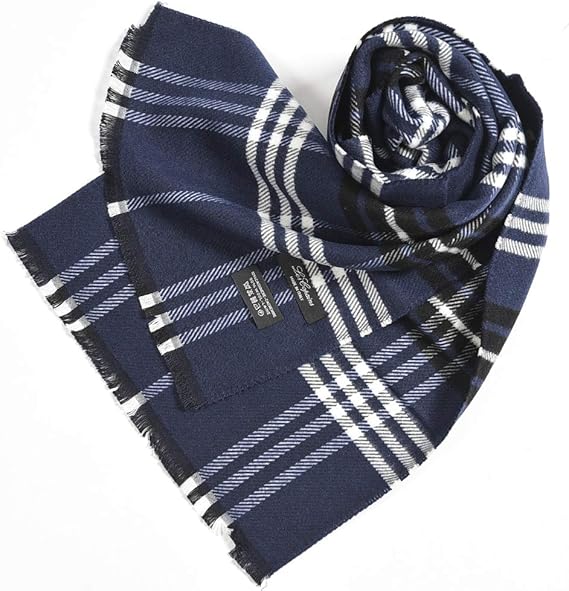 Amazon レコパン マフラー ストール メンズ レディ ス ウール カシミヤ 混 チェック ネイビー 紺 並行輸入品 ストール マフラー 通販