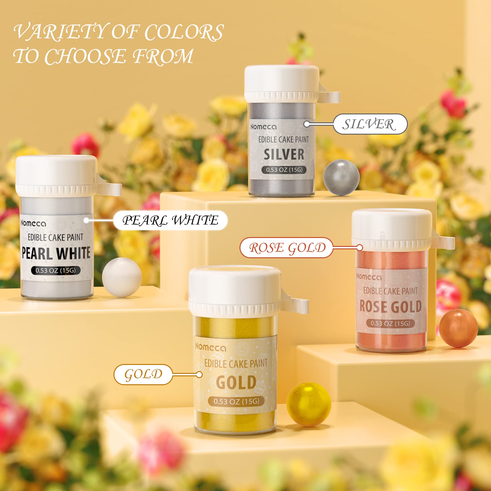 Edible Cake Paint - Food Grade Metallic Paint for Cake Decorating 15g Food Coloring Baking Fondant Gumpaste Chocolate Candy Cookie - Gold
