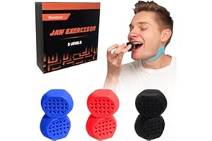 BONSTURE Jaw Exerciser for Men & Women – 3 Resistance Levels (6 pcs) Silicone Jawline Exerciser Tablets – Powerful Jaw Trainer for Beginner, Intermediate & Advanced Users (B)