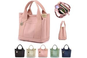 MINGRI Canvas Tote Bag for Women,Tote Bag with Zipper,Everything Tote Bag Purse Travel Tote Bag with Compartment,2 Sizes