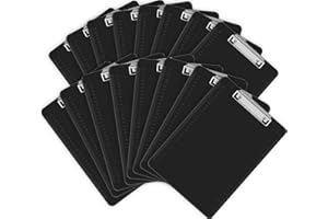 HERKKA 15 Pack Plastic Clipboards - Black, Low Profile A4 Letter Size, 12.5 x 9 Inch