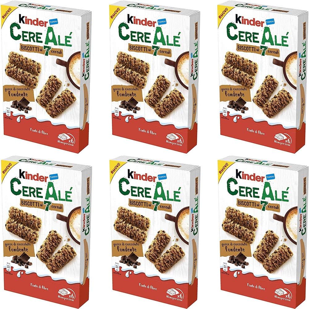 6X Kinder Cerealè Biscotti ai 7 cereali 7 Cereal Biscuits with Dripping Chocolate