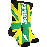 Unisex Fun Novelty Crazy Crew Socks Jamaican Kingdom Flag Dress Socks