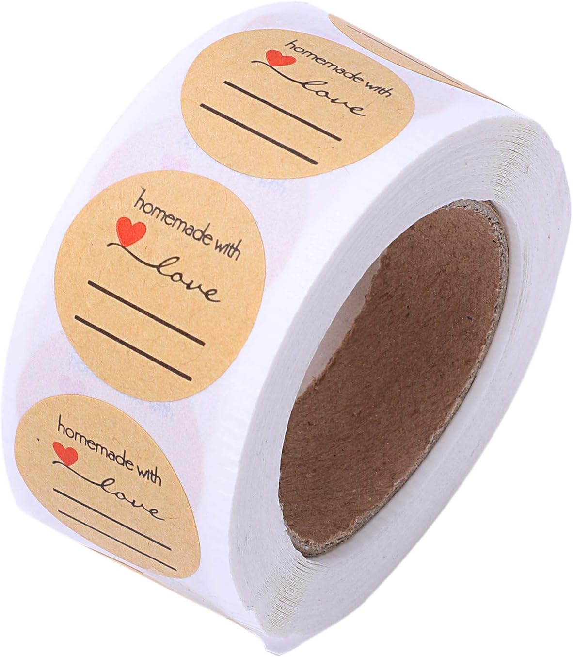 Tamkyo 1 Homemade with Love Sticker with Lines for Writing /1 Round Homemade with Love Canning Labels / 500 Labels Per Roll