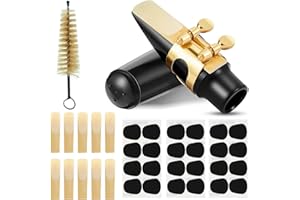 REMAGIC Alto Saxophone Mouthpiece Kit, Sax Mouthpiece Kit with Mouthpiece Cap & Metal Ligature & 10 Mouthpiece Reeds & 24 Cushions Pads, Strength Saxophone Reeds 2.5 Reeds for Alto Saxophone Use Replacement