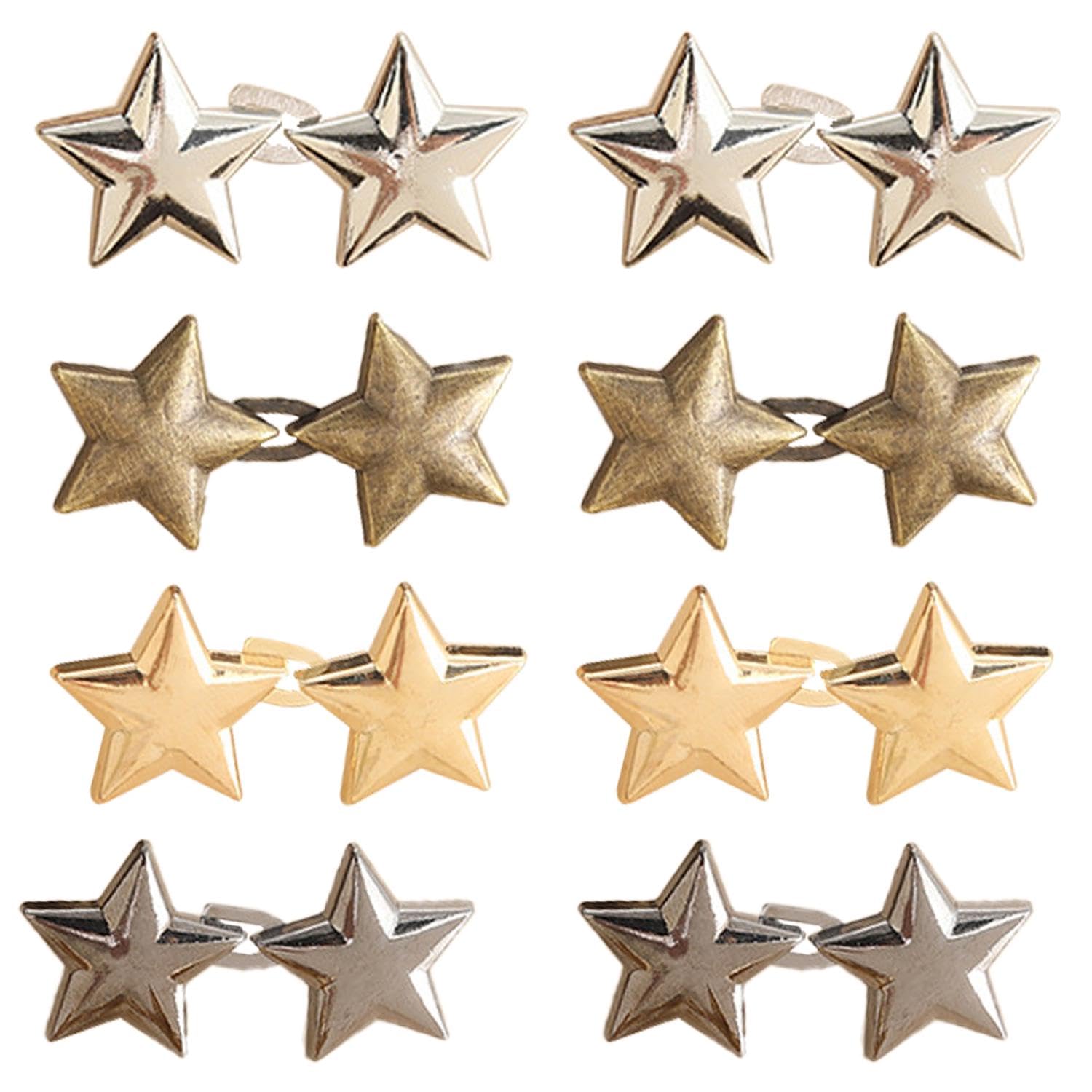 8 Pairs of Small Star Waist Buttons, Waist Tightening Clips, Jeans Waist Tightener, Star Buttons, Buttons for Jeans, Adjustable Button Jeans