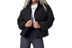 Cityork Women's Puffer Jacket Lightweight Oversized Long Sleeve Full Zipper Baggy Short Down Coats with Pockets