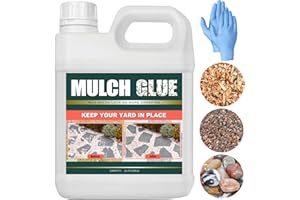 Qiveaory Mulch Glue 2L/0.52Gal Concentrate Mulch Gravel Binder Glue with 1 Pair Nitrile Disposable Gloves,Fast Dry Transparent Waterproof Mulch Glue,Pea Gravel Stabilizer for Rocks Landscaping