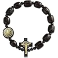 Catholica Shop - Catholic Religious Wear Elasticated Saint Benedict Bracelet Wooden Beads Decade Rosary Stretchable Bracelet for Men and Women