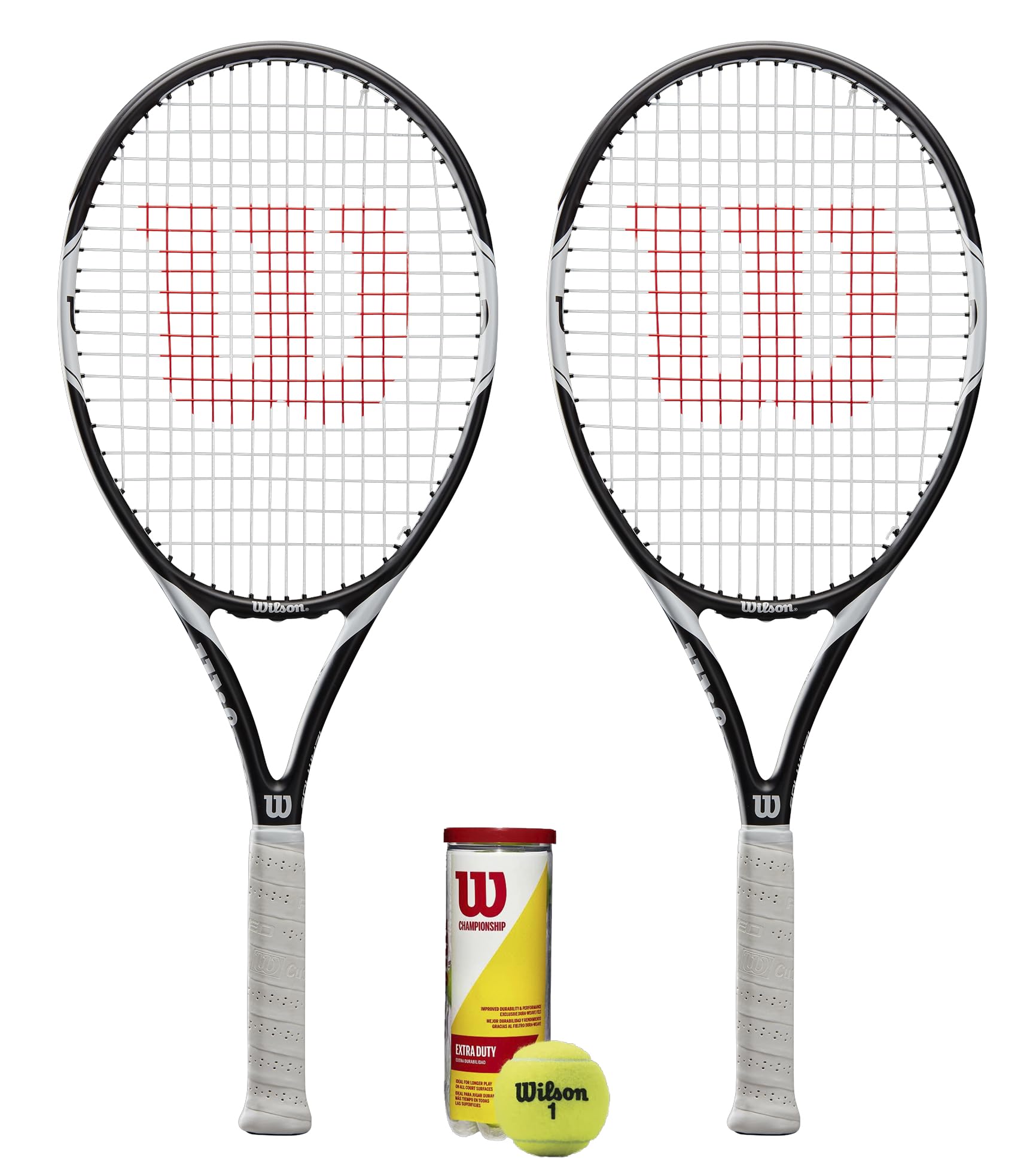 Wilson Tennis Racket, Team 105 Federer Model, 4 1/4" Grip Size (Twin Set & Tennis Balls)