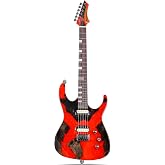 Leo Jaymz Electric Guitar Hurricane Deluxe Series, Mahogany Body, Roasted Maple Neck, Rosewood Fretboard, Locking Tuners, Rounded Frets, Case(Red Deluxe)