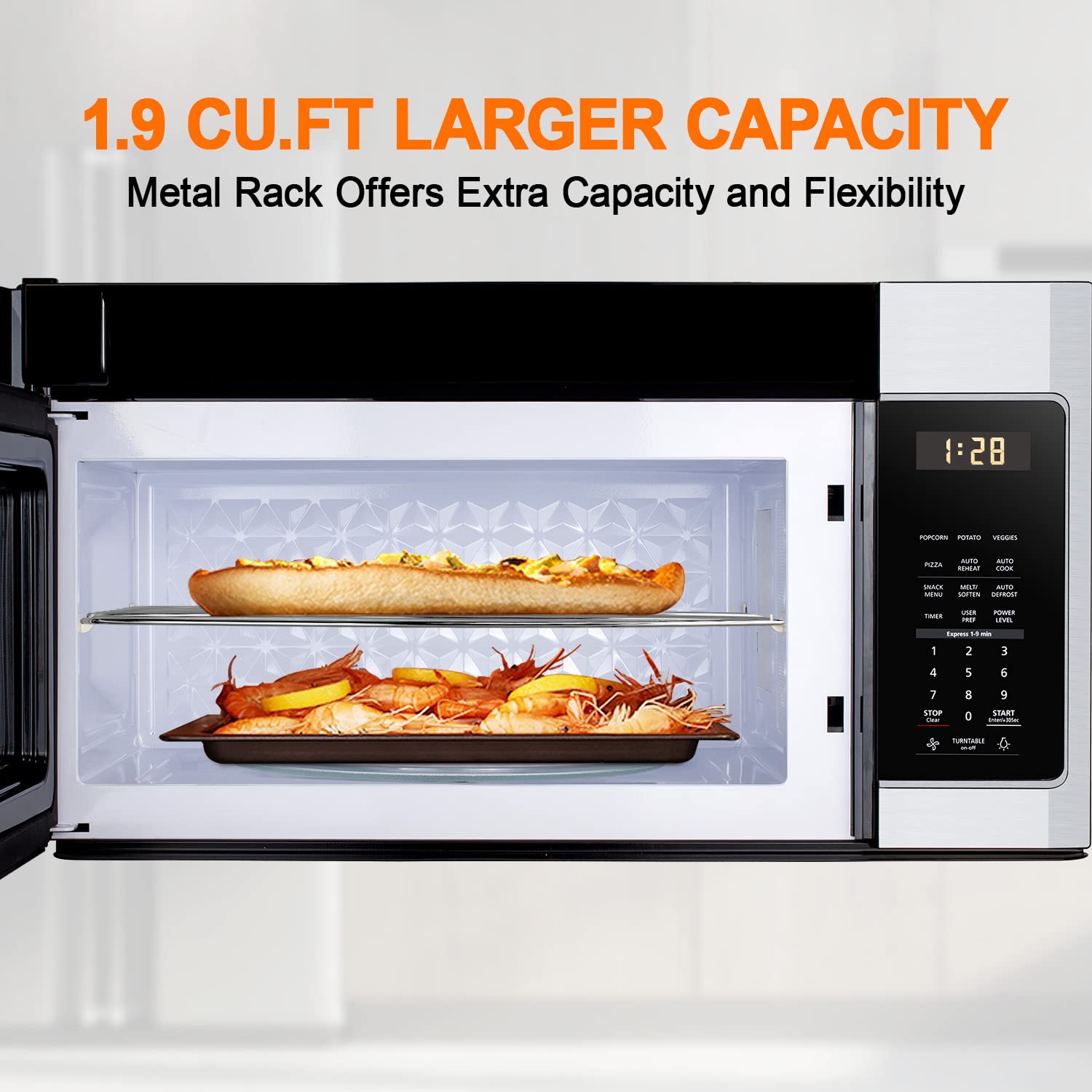 GASLAND 1.9 Cu. Ft. 30 Inch OTR1902S Over the Range Microwave Oven, Over the Stove Microwave, 1000 Watts, 400 CFM Exhaust Fan and LED Light, 13.5