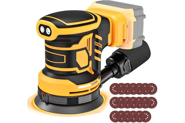 Cordless Sander Compatible with Dewalt 20v, Random Orbit Sanders Brushless Motor 5 Inch with 6 Variable Speed 19000RPM, 20PCS