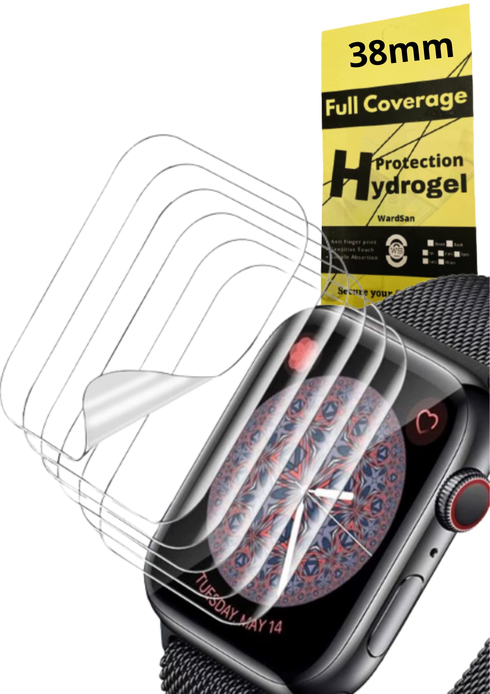 WardSan [ 7 Pieces Hydrogel Screen Protector Film Apple Watch 38mm Serie ULTRA SE/8/7/6/5 3/2/1 | Ultra-Thin HD Quality | TPU Protection Film for iWatch Bubble Free | Anti-Scratch (38mm)