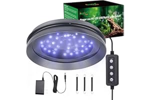 HYGGER ZOO UVB Light for Reptiles with Dimming UVA UVB Reptile Light Fixture with Timer LED UVB Bulb for Bearded Dragon Gecko Turtle Chameleon Lizard Snake Adjustable Brightness Reptile Tank Accessories 8W Grey