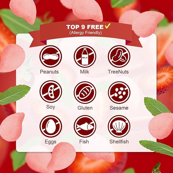 SOFT & CHEWY CANDY 7 PACKS, MARSHMALLOWS GUMMY CANDIES BULK, SWEET & SOUR CHEWS CANDY GUMMY NET 350G, NATURAL DYES & FLAVORS, MAJOR ALLERGY FRIENDLY, INDIVIDUALLY WRAPPED FRUITY SNACK PACKS (STRAWBERRY)