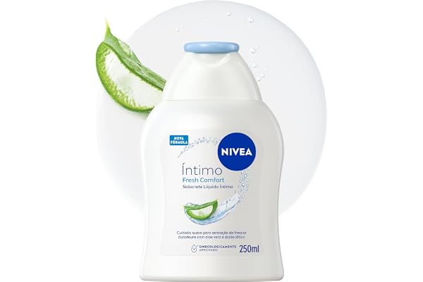 NIVEA Sabonete Líquido Íntimo Fresh Comfort 250ml, Limpeza Suave, Mantém pH Natural, Aloe Vera, Cuidado Refrescante, Uso Diár