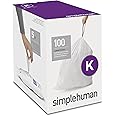 simplehuman Code K Custom Fit Drawstring Trash Bags in Dispenser Packs, 100 Count, 35-45 Liter / 9.2-12 Gallon, White