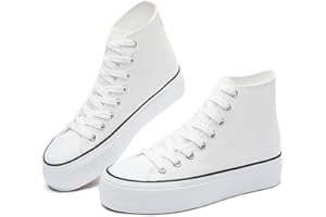 FINIWOR Women's Canvas High Top Sneakers Platform Casual Shoes