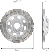 Diamond Cup Grinder 125mm Concrete Universal 5" x 22.2mm Double Row view 4