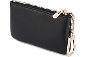 Veki Coin Purse Change Mini Purse Wallet With Key Chain Ring Zipper for Men Women Fashionable Bag Key Chain Pendant Leather Classic Clutch Purse (Solid color-Black)