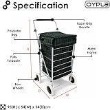 Oypla 4 Wheel Folding Shopping Trolley Bag Cart 95x54x54cm view 2