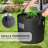 VOUNOT Pack of 5 6 Gallon Plant Grow Bags with Handles Non-woven Fabric view 7