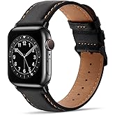 Tasikar Bands Compatible with Apple Watch Band 49mm 46mm 45mm 44mm 42mm Genuine Leather Replacement Straps Compatible with Apple Watch Ultra 3 2 1 SE Series 11 10 9 8 7 6 5 4 3, Black