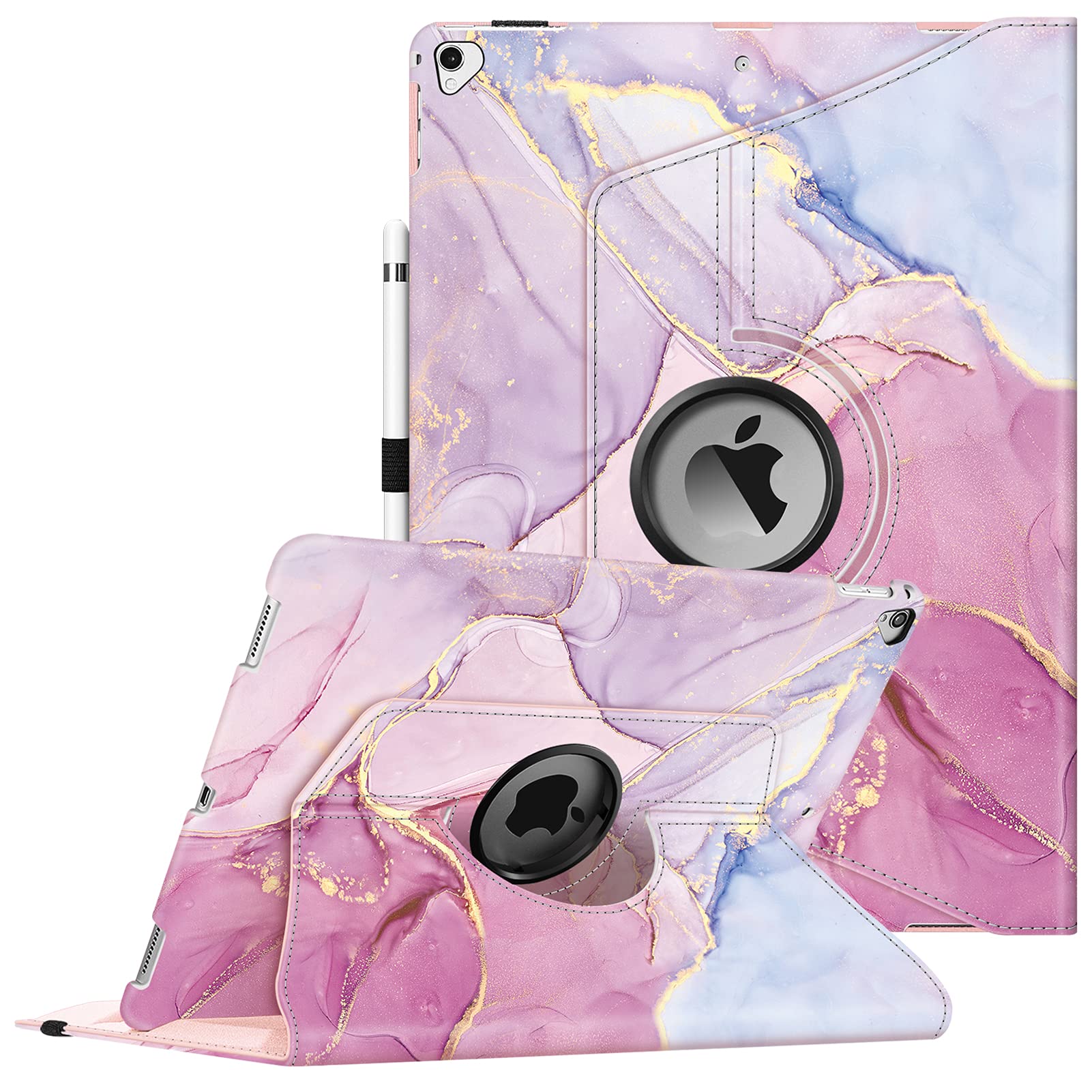 FINTIE Rotating Case for iPad Pro 12.9-inch 2017/2015 (Old Model, 2nd & 1st Generation), 360 Degree Swiveling Stand Protective Back Cover, Supports Auto Wake/Sleep, Dreamy Marble