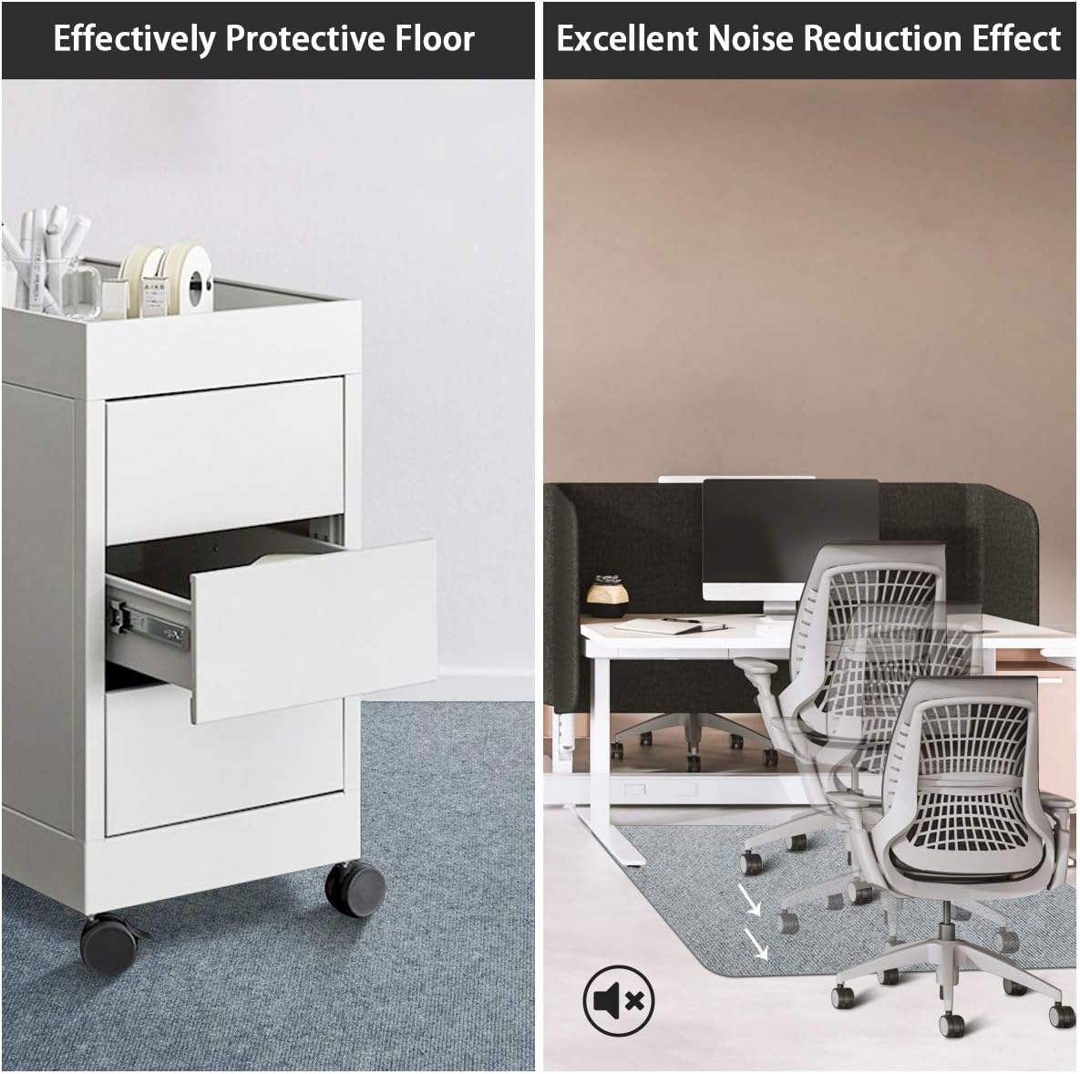 Office Chair Mat, Upgraded Version - Office Desk Chair Mat for Hardwood Floors, 1/6" Thick 55"x35" Hard Floor Protector Mat, Multi-Purpose Chair Carpet for Home (Light Gray) : Office Products