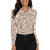 Soneven Womens Golf Polo Shirts 3/4 Long Sleeve V Neck Button Down Shirts Business Causal Work Blouses Tops