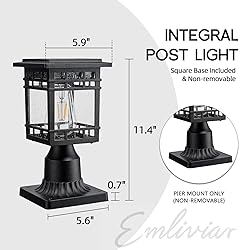 Emliviar Exterior Solar Lamp with Pier Mount