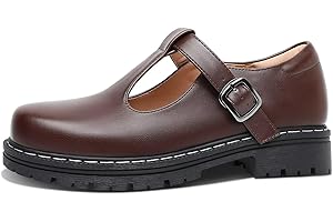 CYULLA Mary Jane T-Strap Oxford Shoes for Women, Round Toe Flat Comfort Footwear, Adjustable Ankle Strap, Retro Low Top Shoes for Office, School, Daily Walking & Weekend Outings