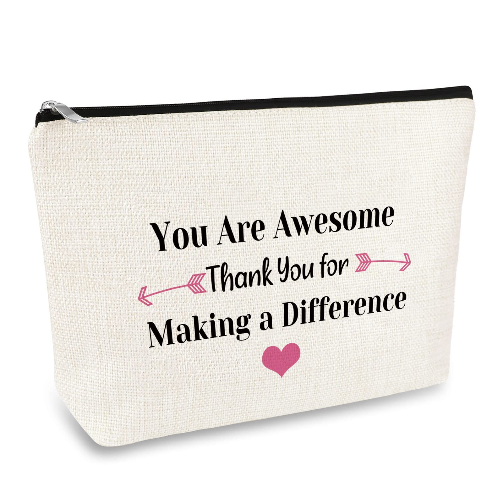 Thank You Gift Appreciation Gift for Women Makeup Cosmetic Bag Inspirational Gift for Her Employee Volunteer Nurse Coworker Friend Social Worker Coach Thank You Gift Thanksgiving Christmas