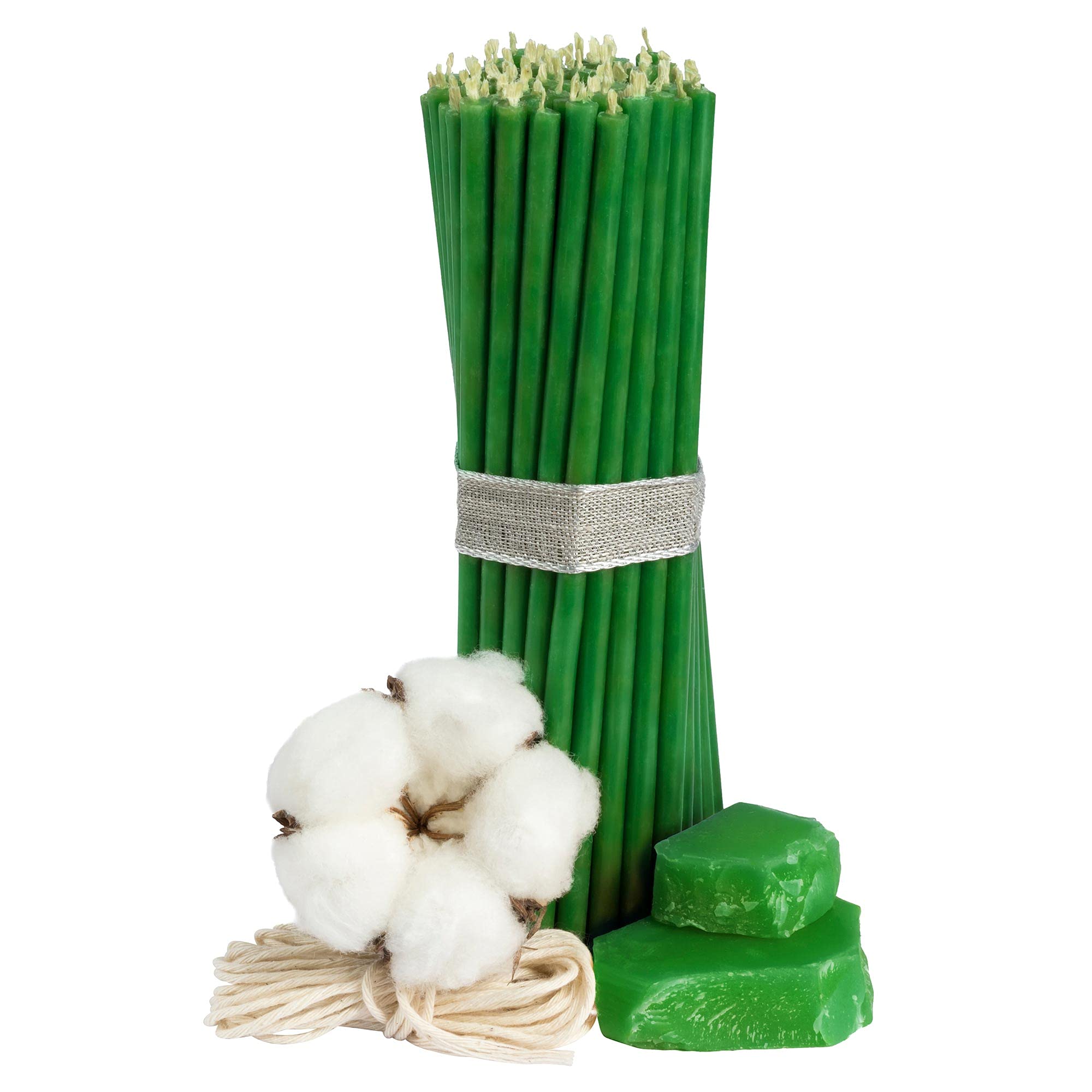 Diveevo Ritual Candles Beeswax Candles Green Pack of 50 L 16 cm Diameter 5.0 mm Burn Time 30 Minutes Natural Drip Smokeless Thin Church Quality Beeswax No. 140