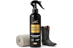 EAGLE Exotic Leather Cleaner & Conditioner Spray – Cleans, Conditions & Protects Alligator, Crocodile, Snakeskin, Lizard, Ostrich & More – 8oz with Microfiber Cloth – Boots, Shoes, Bags, Belts