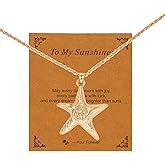 Warmhope Starfish Necklace for Women, Gold Swirl Starfish Pendant Necklace with Message Card, Beach Ocean Coastal Jewelry, Summer Vacation Gift for Her, Mother’s Day Valentine’s Day Christmas Gift