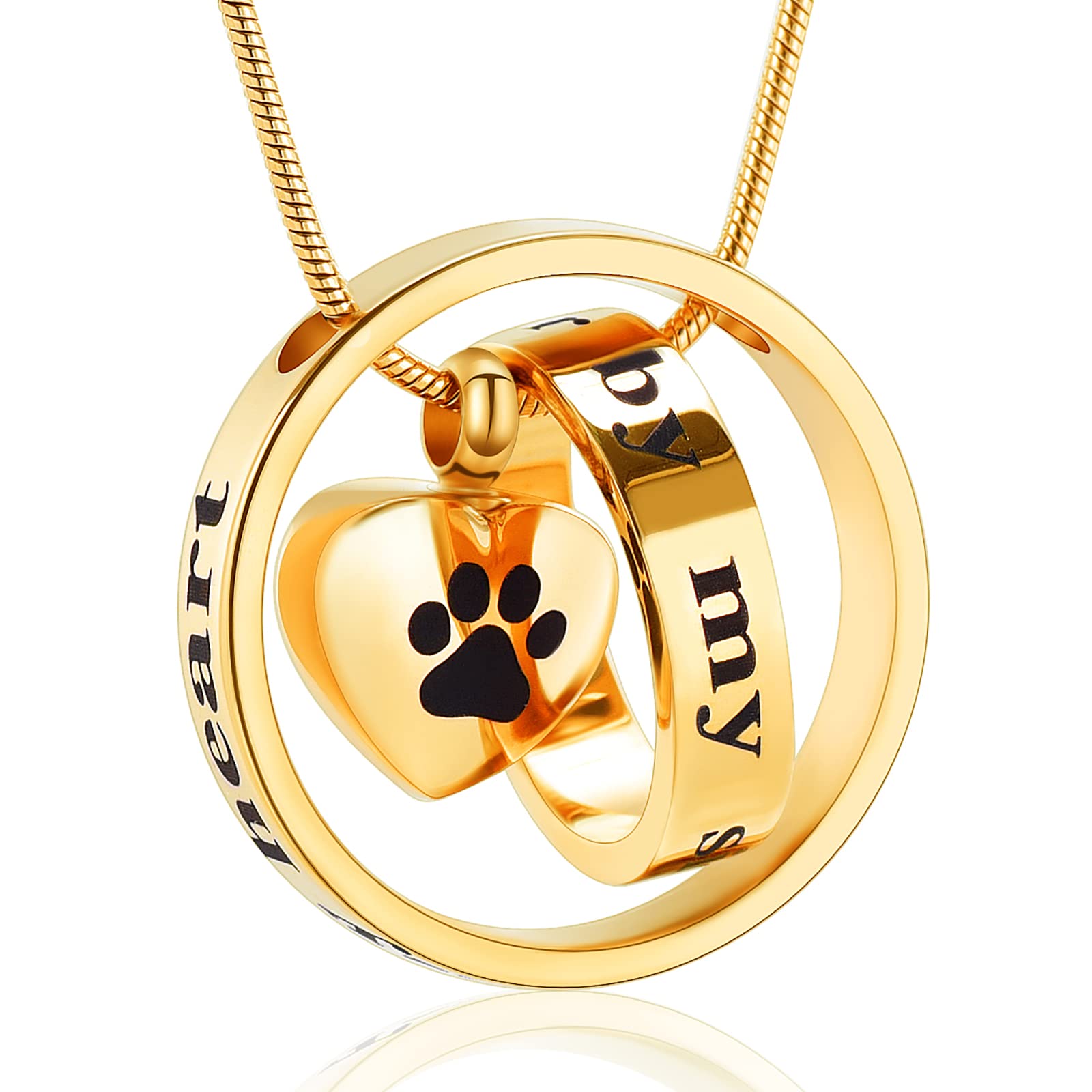 Minicremation Cremation Jewelry Urn Necklace for Ashes Forever in My Heart,No Longer by My Side Cremation Pet Urn Necklace Screw Opens and Lock Ashes Pendant Jewelry for Dog Cat