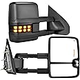 YITAMOTOR Tow Mirrors Compatible with 2014 2015 2016 2017 2018 Silverado Sierra 1500 2500HD 3500HD, Towing Mirrors Side Mirrors with LED Turn Signals Clearance Light Power Heated Folding Telescoping