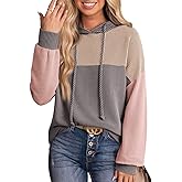Dokotoo Hoodies for Women Color Block Oversized Sweatshirt Long Sleeve Drawstring Casual Lightweight Hoodie Tops Fall 2025