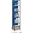 VASAGLE 6-Tier LED Bookshelf, Display Shelf with Dimmable Lights, LED Bookcase with Steel Frame, 11.9 x 15.7 x 70.3 Inches, for Living Room, Bedroom, Office, Black with Wood Grain ULLS121B56